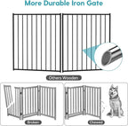 No Pawblems Full Metal Free Standing Dog Gate Extension, 36'' Tall | Foldable Dog Fence Extension for Indoor & Outdoor, Up to 52 Inch Extra Wide Pet Gate for Stairs, Deck, Yard, 2 Panels, Black