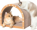 Avont Cardboard Cat Scratcher House, Kitten Tunnel & Scratching Pad | Modern Scratch Pad for Indoor Cats, Durable Corrugated Cardboard Scratcher for kitty