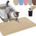 HCY&WLD Cat Litter Mat, Honeycomb Double Layer Litter Trapping Mat | Safe Materials, Soft on Paws, Waterproof Urine Proof Non-Slip, Protects Floors, Less Waste, Easy to Clean, Beige, 30" x 22"