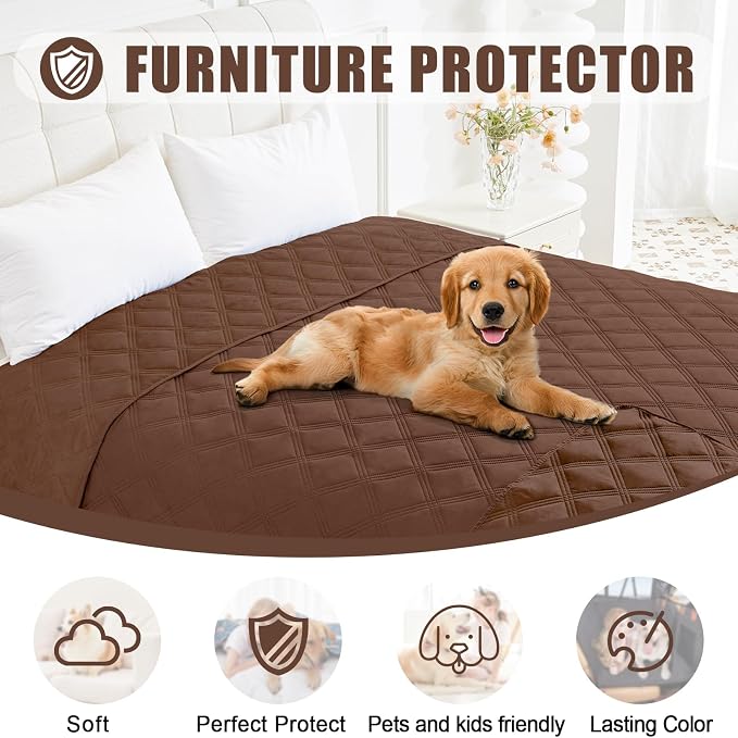 Smiry Waterproof Dog Bed Cover, Reversible Pet Blanket for Sofa Couch | Soft Washable Dog Blanket, Leakproof Couch Cover for Dogs Cats & Furniture Protection, 52x82, Brown/Brown
