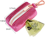ARING PET Dog Poop Bag Holder, Velvet Doggy Waste Bag Dispenser Attach to Any Leashes, Portable Washable Pet Waste Pouch Dispenser with Metal Zipper