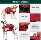 Kuoser Dog Life Jacket, High Flotation Reflective Dog Life Vest, Red, XL | Adjustable Dog Lifejackets for Small Medium Large Dogs, Lifevest with Rescue Handle for Swimming, Boating, Lake, Beach & Pool