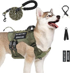 No Pull Tactical Dog Harness Medium Sized Dog, Service Dog Vest, M,Green | Tactical Dog Vest Harness and Leash Set, Adjustable Military Service Dog Harness with Handle for Medium Large Dogs