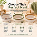 Instinct Basket for Cats - Handwoven Cotton Rope Enrichment Bed with Attached Toy Tail, Scratchable Interactive Pet Nest Features Flexible Walls to Fight Boredom & Protect Furniture (Brown, M)