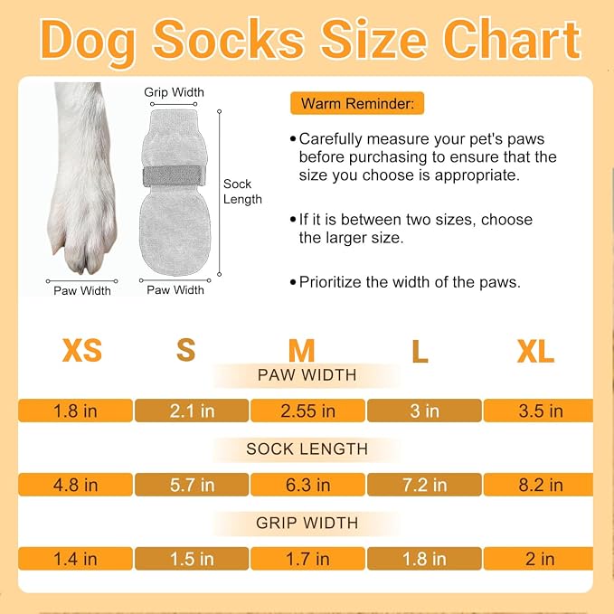 4Pcs Anti Slip Dog Socks to Prevent Licking Paws, Dog Shoes for Hardwood Floors with Grip, Double Sides Dog Boots & Paw Protectors Booties for Small Medium Large Senior Dogs(Brown S)