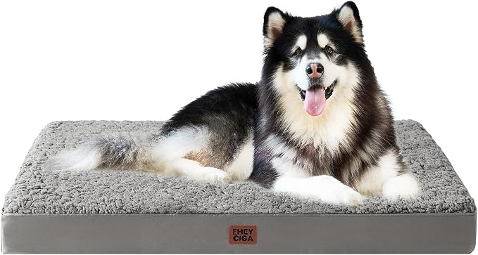 EHEYCIGA Orthopedic Dog Bed Extra Large with Removable Washable Cover,47x29 | Egg Crate Foam Support,Durable Oxford fabric,Non-Slip Bottom,Machine Washable,Soft Waterproof Plush Pet Bed Mat For Crate