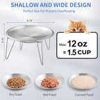 WROSWT Elevated Cat Bowls, Separable Dishes for Solo Use, 304 Stainless Steel Raised Cats Plates for Wet Food, Extra Wide Shallow Design for Whisker Relief, Non-Slip Silicone Base Kitten Feeder, 2 Set