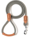 Mile High Life Dog Leash with Genuine Leather Handle, 6 FT/5 FT/4 FT | Leather Grip Rope Leash, Heavy Duty 360° Swivel Metal Clasp, for Small Medium & Large Dogs
