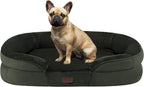 Dwanton Orthopedic Dog Bed for Medium Dogs with Gel Memory Foam, Waterproof Dog Sofa, Washable Pet Bed with Four Sided Bolster Cushion, Removable Cover & Non-Slip Bottom, 28", Green