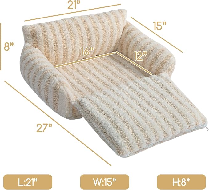 Hollypet Cat Bed Small Dog Orthopedic Couch Beds for Pets up to 13 lbs | Fluffy Multifunctional Double-Layer Warming Kitten Pet Couch Orthopedic Beds with Machine Washable Cover and Non-Slip Bottom