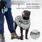 FUAMEY Dog Cold Weather Coats Reflective Dog Warm Jacket with Harness | Fleece Winter Coat for Large Dogs Snow Puffer Vests with Zipper Reflective Turtleneck Jackets for Winter Gery Camo XXXL