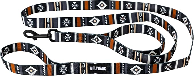 Wolfgang Heavy Duty Dog Leash, Pull-Tested for Walking & Training, NewMoon Print, Dual Handle Large