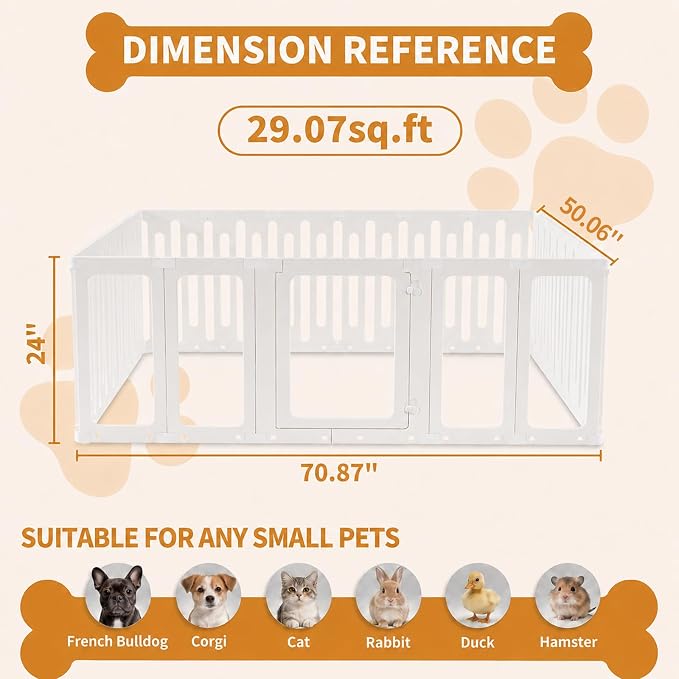 Acrylic Dog Playpen Indoor, Puppy Pens for Small Dogs & Puppies,21 Panels | Easy Assemble, DIY Flexible Shape Dog Pen with Plastic Fence, Pet Exercise Pin for Small Animals, 24''Tall