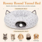 Geometric Cat Tunnel Bed Under Christmas Tree Oxford Outside with Plush Inside,Cats Toys Collapsible Tunnel Tube with Balls, for Rabbits, Kittens, Ferrets,Puppy 3FT