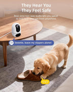 VIRTAVO Pet Camera Indoor WiFi 6, No Subscription, for Dogs Cats | Dual Band 2.4/5GHz, 360° Auto Tracking, Pet Call, Dual Lens, 2-Way Audio, Night Vision, SD & Cloud, Wired