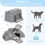 Petsfit Large Double Expandable Cat Carrier for Large Cats and Small Dogs | 19 x 12 x 12 in; dual-side expansion for large cats and small dogs, with anti-sag frame and locking zippers; up to 18 lb.