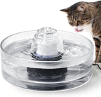 All Glass Cat Water Fountain, 90OZ/2.7LGravity Pet Water Dispenser Automatic Dog Drinking Fountains Water Bowl with Replacement Filter, Foam Filter and Ultra-Quiet Pump