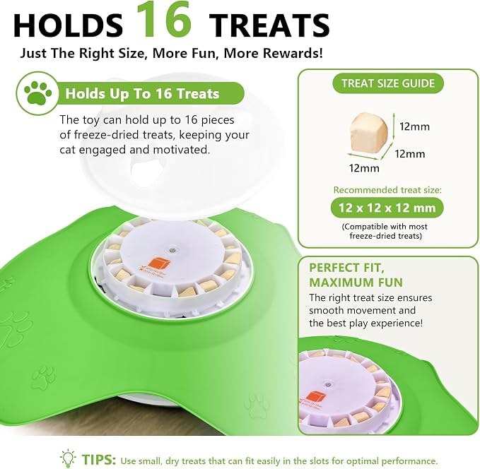 Hide and Seek Cat Toy, Automatic Treat Reward Interactive Cat Toy | Motion Touch Activated Electronic Cat Toys for Indoor Cats, Silicone Rechargeable Cat Play Mat for Bored Adult Kittens