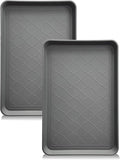 PetLike Boot Tray for Entryway Indoor, Pet Food Mat, 23 x 15.5 inch 2 Packs, Waterproof Rubber Shoe Tray for Indoor and Outdoor, Multi-Purpose Trays for Boots, Shoes, Pets, Garden