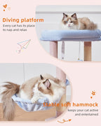 Taoqimiao Cat Tree, 38.5In Cat Tower for Indoor Cats, Suitable for Kittens | Thick Padded Top Perch, Luxurious Cat Condo, Adjustable Basket, 1-Piece Ramp Scratcher, 3 Sisal Posts, Pink&Blue, MS029SPB
