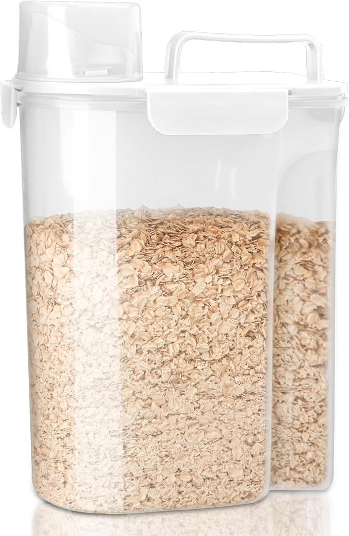 Rice Container, Airtight Rice Storage Container 10lb, Cereal Containers Storage, BPA Free Food Dispenser with Pouring Spout Handle for Flour Pasta Grain, Pet Dog Cat Bird Food Storage Container