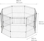 IRIS USA 8-Panel Exercise Pen, Heavy Duty, Black | Indoor Or Outdoor, Foldable Wire Frame, Coated Steel Bars, Durable Wire Design, Folds Flat