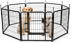 Amazon Basics Dog Playpen, 8 Panels Metal Fence with Door, Foldable for Indoor and Outdoor Use, Suitable for Small to Medium Sized Dogs, 24 Inch Height, Black
