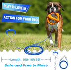 Supet Dog Tie Out Cable and Stake 32/16/10 ft Outdoor, Yard and Camping, for Medium to Large Dogs Up to 125 lbs, 16" Stake, 32/16/10 ft Cable with Durable Spring and Metal Hooks for Outdoor