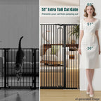 keny 51" Extra Tall Pet Gate, 29.7"-46" Wide Adjustable Cat Gate | for Doorway, Hallway, Stairs, Auto-Close & Pressure Mounted, No Drilling, Black