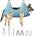 Supet Dog Grooming Hammock for Nail Trimming, Pet Grooming Hanging Harness | Restraint Dog Leashes Sling, Stress-Free Animal Holder Set for Clipping Nails, Ear & Eye Cleaning, Medicine(Coral Blue, XL)