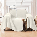 Deep Dream Cat-Scratch Resistant Armchair Couch Cover, Waterproof Sofa Cover for Dogs, Pet Friendly Couch Protectors Anti Slip Thickened Slipcovers for Dogs Pets, 71" x 91", White