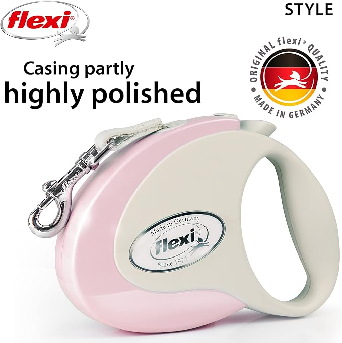 FLEXI® Classic Tape Retractable Dog Leash, Small, 10 ft - Pink/Rose | German engineered, original flexi leash, durable quality for dogs up to 26 lbs, tangle-free, walking, reliable brake system