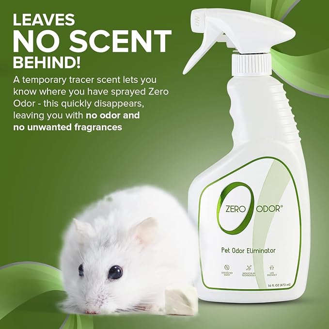 Zero Odor Pet Odor Eliminator Spray for Dog & Cat Urine, Carpet Deodorizer | Enzyme free, Urine Smell Eliminator for Pet Beds, Litter Areas & Furniture, 16 FL OZ