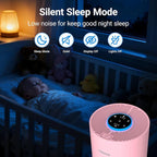 2 Pack Cobectal Air Purifiers for Home Bedroom, Air Cleaner with HEPA 3-in-1 Filter for Room up to 1050 ft², Aroma Function, Sleep Mode, Portable Air Purifiers for Office, Dorm, RVs, Hotel, Pink