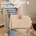 PAWFINITY Waterproof Couch Covers for Dogs, Pet Blanket for Sofa Washable | Paw Print Quilted, Hair Resistant, Anti Cat Scratch, Pee Proof Furniture Protector for 3 Seat Sofa and Bed, 30x80 Inch, Beige
