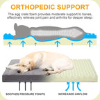 KSIIA Orthopedic Dog Bed for Large Dogs with Waterproof, Dark Grey, 41x27 | Deluxe Soft Plush Dog Crate Bed, Washable Pet Mat with Removable Cover & Egg Crate Foam for Large Dogs Sleeping & Relaxing
