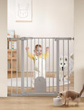 Babelio 36" Tall Baby Gate with Adjustable Cat Door, CatPrivilege I, 29-43" | Auto Close, Safety Gate for Stairs, Easy Walk Thru with Pet Door, Includes 4 Wall Cups and 3 Extension Pieces, Gray
