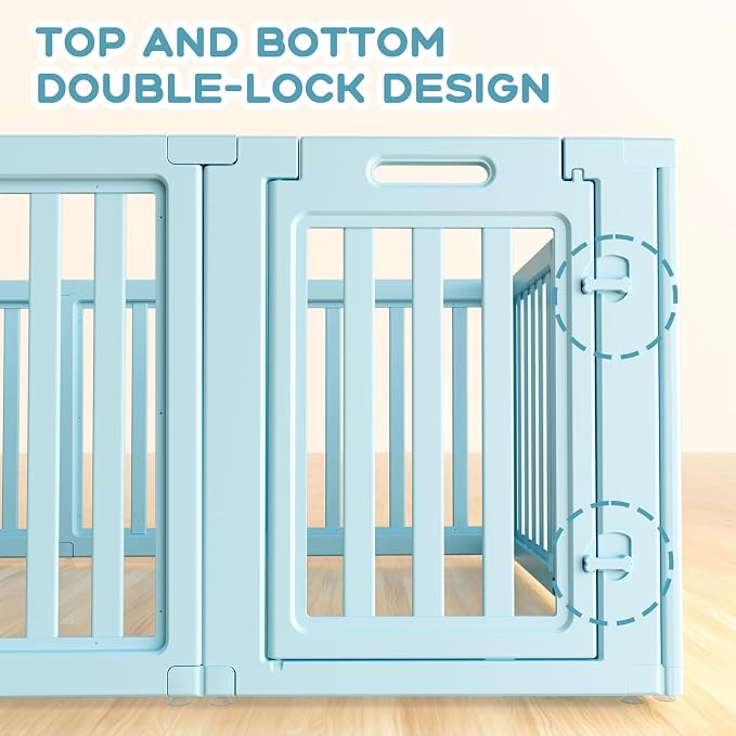 Dog Playpen, Clear Dog Pen, Dog Pen Indoor, Easy to Install and Remove Dog Play Pen, Puppy Playpen Suitable for Dogs, Cats,Dog Playpen Indoor (Blue, 30.3 inch Height, 8 Panels)