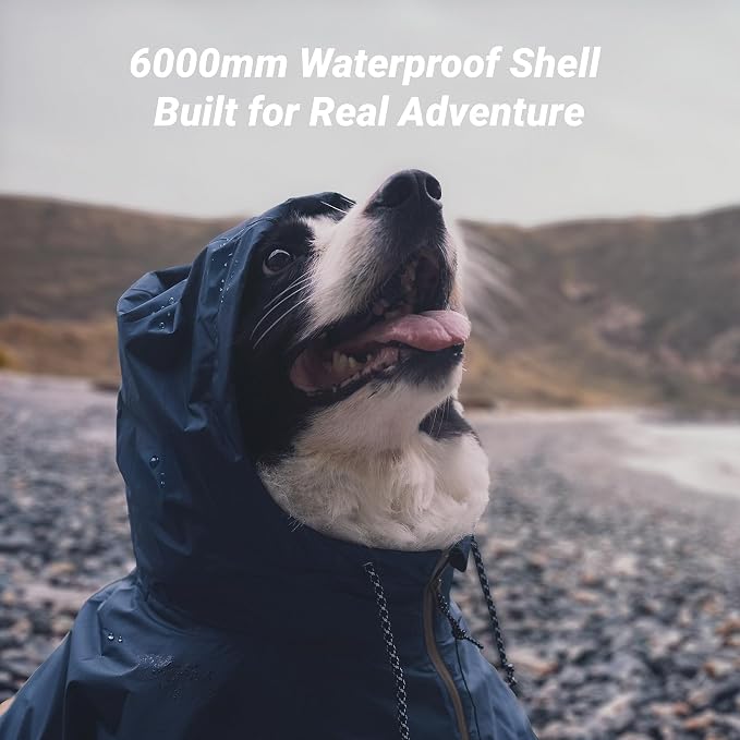 Dog Raincoat with Hood for Medium and Large Dogs - Heavy Rain Resistant Rain Coat for Dogs with 6000mmH2O Waterproof Rating | Lightweight and Adjustable Waterproof Dog Coat | 60 (L)