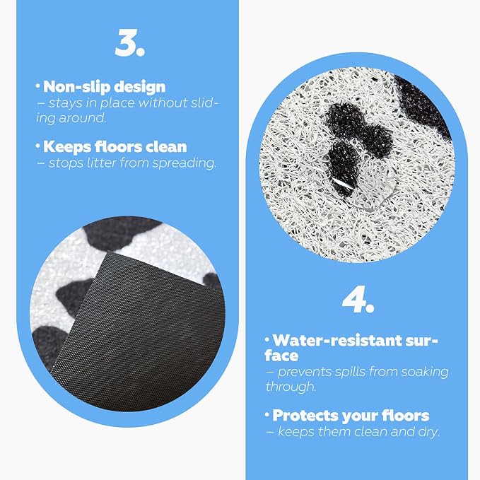 Doro Cat Litter Mat 23x15 Inch Waterproof Litter Trapping Mat | Original Cow Pattern Design, Regular Size, Durable PVC, Easy to Clean, Urine-Proof