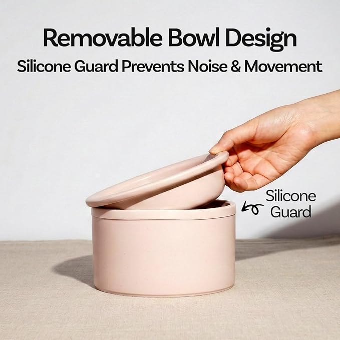 Hello Bowl Elevated Ceramic Cat Bowl with Stand, Raised Whisker-Friendly Feeding Bowl for Cats & Small Dogs, Patented Design, Made in Korea (Gray, Square Only/Dry)