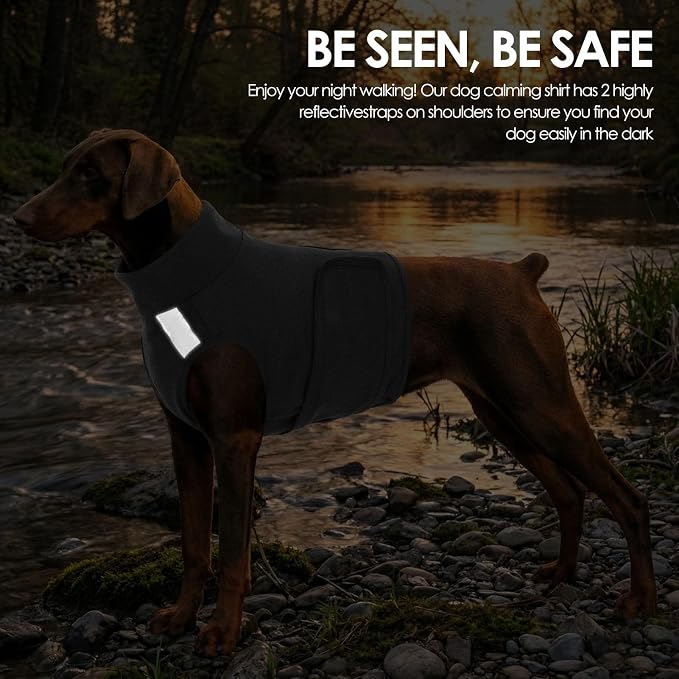 KOESON Reflective Dog Anxiety Vest, Adjustable & Breathable Thunder Jacket for Dogs, Lightweight & Soft Calming Vest for Dogs, Stress Relief Dog Compression Shirt for Thunder, Fireworks, Separation
