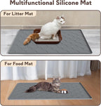 Garoopion Silicone Cat Litter Mat 34×22 inch, Easy to Clean, Dark Gray | Waterproof Silicone Mat with Raised Edges, Catch Litter, Protect Floor from Urine, Multi-Use for Dog/Sink/Kitchen/Boots