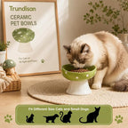 Mushroom Cat Bowl, Elevated Ceramic Cat Bowl, Avocado Green | Cute Mushroom Design • Avocado Green • Elevated Feeding • Whisker Friendly • Smooth Ceramic