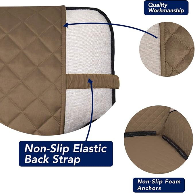 PureFit Reversible Quilted Sofa Cover, Water Resistant Medium Slipcover Furniture Protector, Washable Couch Cover with Non Slip Foam and Elastic Straps for Kids, Dogs, Pets (Loveseat, Camel/Ivory) | Camel/Ivory, Water Resistant Couch Protector, Washabl...