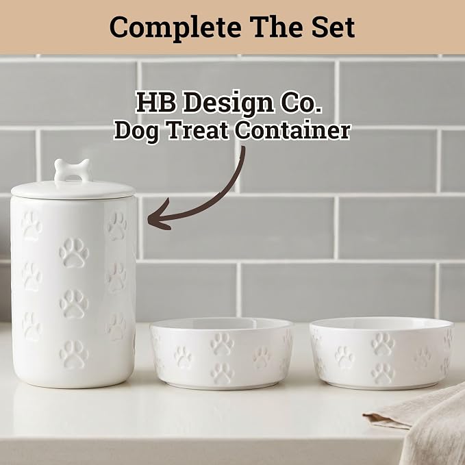 Ceramic Dog Bowl Set of 2 with Anti-Skid Base, 5.5"W x 2"H, 2 Cup Capacity | Thick Ceramic, Dishwasher Safe, Anti-Skid Rubber Base, 2 Cups per Bowl, Ceramic Food and Water Bowls Set of 2 for Small Dogs