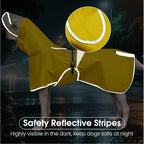 BRKURLEG Dog Raincoat, Waterproof Rain Jacket with Clear Hood for Small Medium and Large Dogs, Adjustable Reflective Pet Rain Coat Poncho with Leash Hole, Yellow XXL