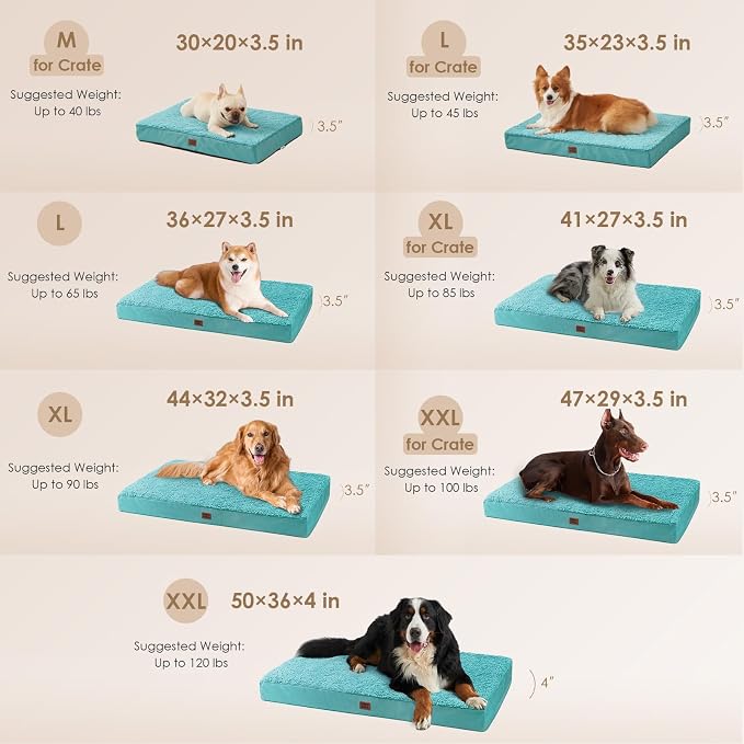 EHEYCIGA Orthopedic Dog Bed Extra Large with Removable Washable Cover,50x36 | Egg Crate Foam Support,Durable Oxford fabric,Non-Slip Bottom,Machine Washable,Soft Waterproof Plush Pet Bed Mat For Crate
