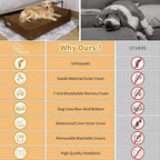 Rainmr Orthopedic Dog Beds for Large Dogs, 7" Memory Foam Dog Beds with Waterproof Liner, Durable Microsuede Cover, Removable and Washable, Nonskid Bottom, 48"x30"x7" L Chocolate