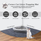 Tinideya 2 Pcs Corner Cat Litter Mat 29 Inch for Corner Machine Washable Litter Mat Ridged Design Fan Shaped Absorbent Cat Litter Rug for Box Less Waste Space(Gray)
